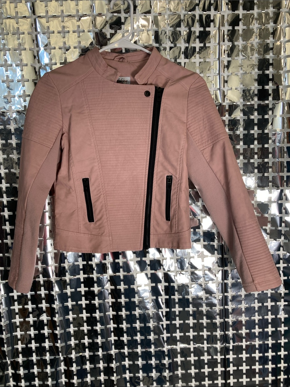 CoffeeShop Rose Pink Asymmetric Moto Jacket